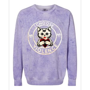 I Choose Violence Cat Colorblast Crewneck Sweatshirt