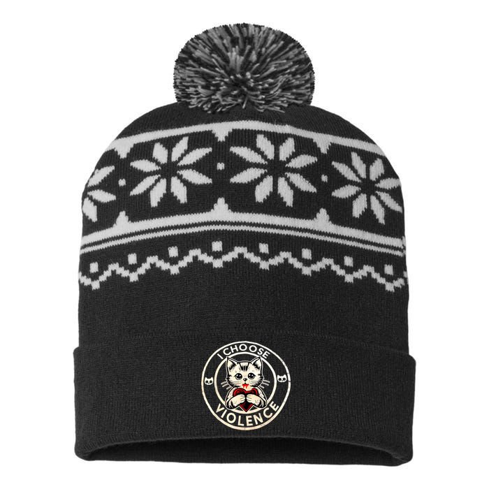 I Choose Violence Cat USA-Made Snowflake Beanie