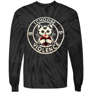 I Choose Violence Cat Tie-Dye Long Sleeve Shirt