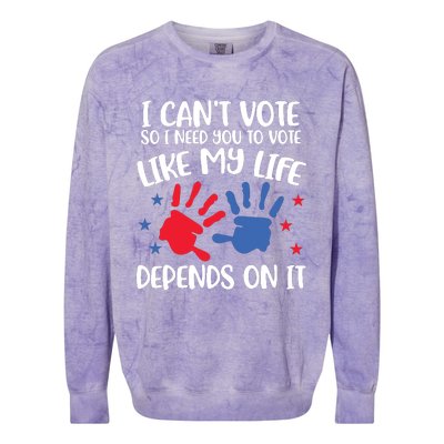 I Cant Vote But You Can Future Voter Colorblast Crewneck Sweatshirt