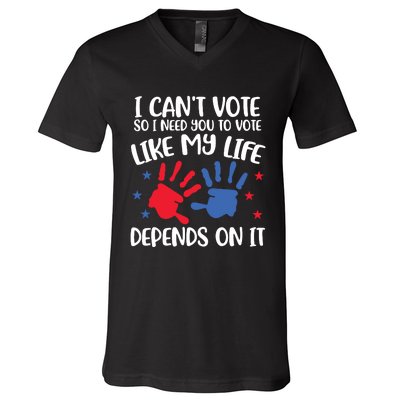 I Cant Vote But You Can Future Voter V-Neck T-Shirt