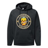 I choose violence funny cute duck holding knife Performance Fleece Hoodie