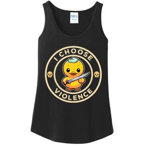 I choose violence funny cute duck holding knife Ladies Essential Tank