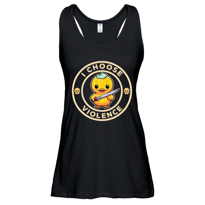 I choose violence funny cute duck holding knife Ladies Essential Flowy Tank