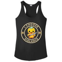 I choose violence funny cute duck holding knife Ladies PosiCharge Competitor Racerback Tank