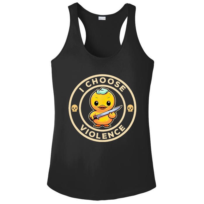 I choose violence funny cute duck holding knife Ladies PosiCharge Competitor Racerback Tank