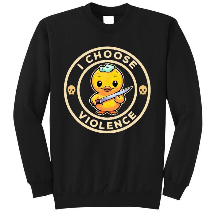 I choose violence funny cute duck holding knife Tall Sweatshirt