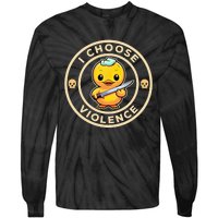 I choose violence funny cute duck holding knife Tie-Dye Long Sleeve Shirt