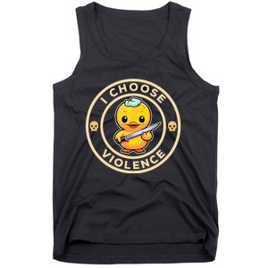 I choose violence funny cute duck holding knife Tank Top