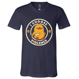 I Choose Violent Funny Duck V-Neck T-Shirt