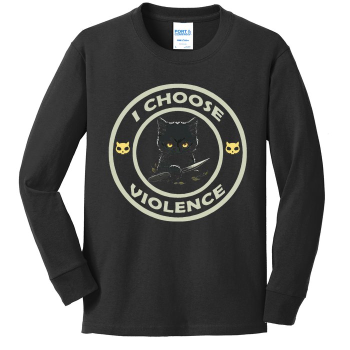 I Choose Violence Cat Funny Cat Loves Kids Long Sleeve Shirt