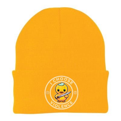 I Choose Violence Funny Cute Duck Holding Knife Knit Cap Winter Beanie