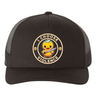 I Choose Violence Funny Cute Duck Holding Knife Yupoong Adult 5-Panel Trucker Hat