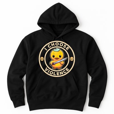 I Choose Violence Funny Cute Duck Holding Knife Hoodie