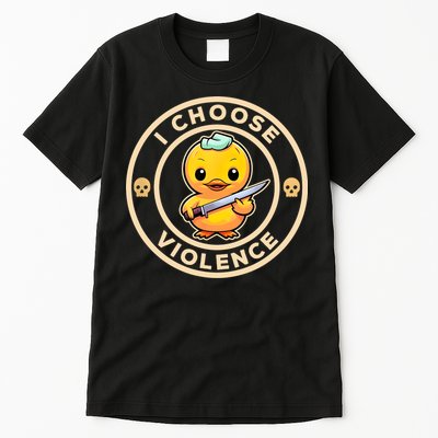I Choose Violence Funny Cute Duck Holding Knife Tall T-Shirt