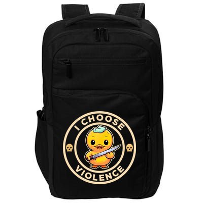 I Choose Violence Funny Cute Duck Holding Knife Impact Tech Backpack
