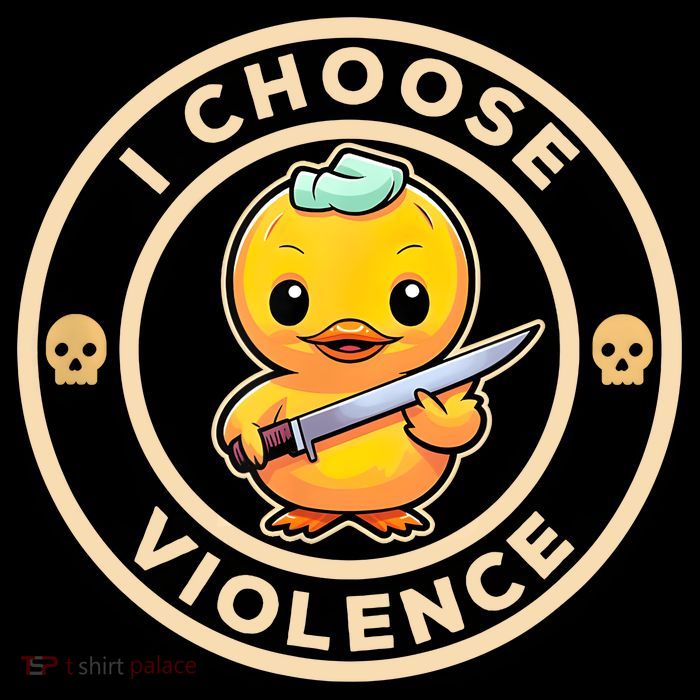 I Choose Violence Funny Cute Duck Holding Knife Sustainable Bucket Hat