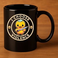 I Choose Violence Funny Cute Duck Holding Knife 11oz C Handle Ceramic Mug
