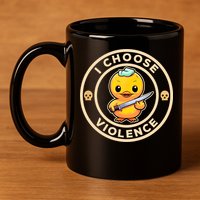 I Choose Violence Funny Cute Duck Holding Knife 11oz C Handle Ceramic Mug