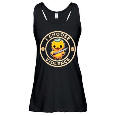 I Choose Violence Funny Cute Duck Holding Knife Ladies Essential Flowy Tank