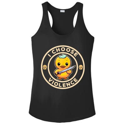 I Choose Violence Funny Cute Duck Holding Knife Ladies PosiCharge Competitor Racerback Tank