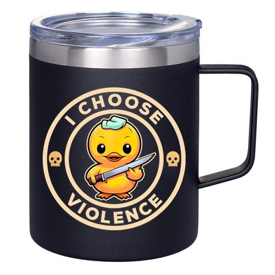 I Choose Violence Funny Cute Duck Holding Knife 12oz Stainless Steel Coffee Mug