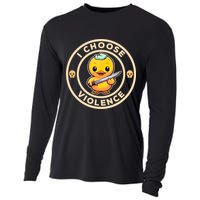 I Choose Violence Funny Cute Duck Holding Knife Cooling Performance Long Sleeve Crew