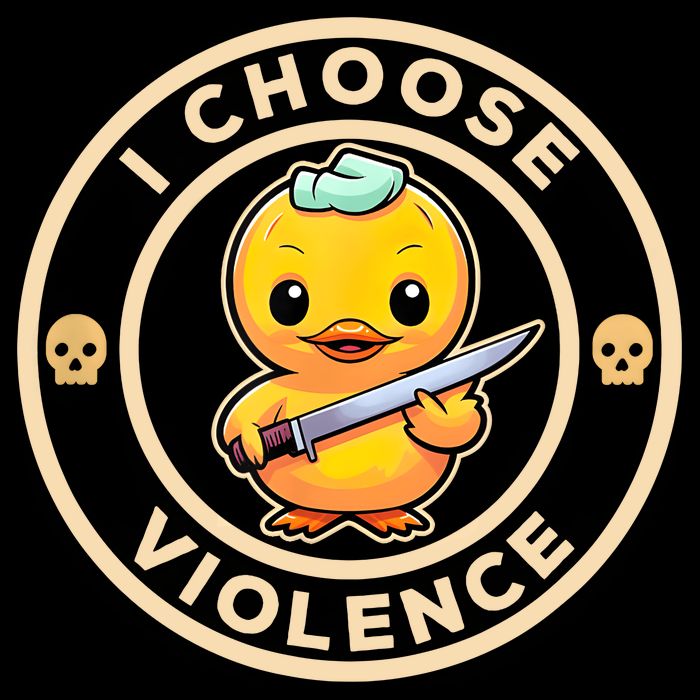 I Choose Violence Funny Cute Duck Holding Knife Cooling Performance Long Sleeve Crew