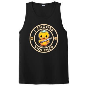 I Choose Violence Funny Cute Duck Holding Knife PosiCharge Competitor Tank