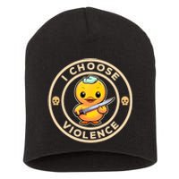 I Choose Violence Funny Cute Duck Holding Knife Short Acrylic Beanie