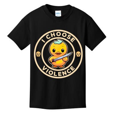 I Choose Violence Funny Cute Duck Holding Knife Kids T-Shirt