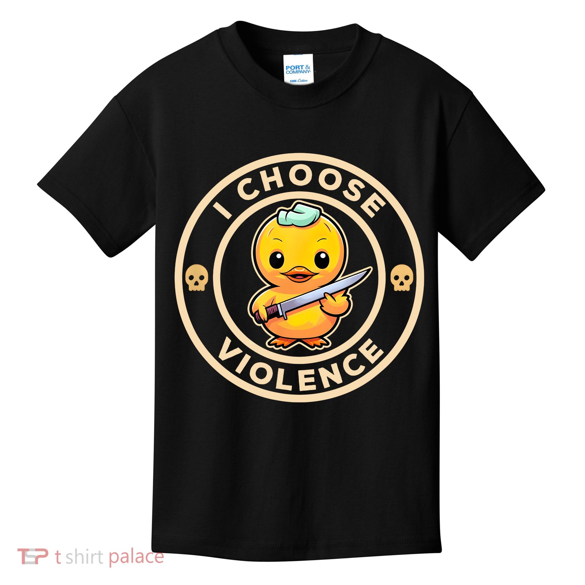 I Choose Violence Funny Cute Duck Holding Knife Kids T-Shirt