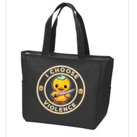 I Choose Violence Funny Cute Duck Holding Knife Zip Tote Bag