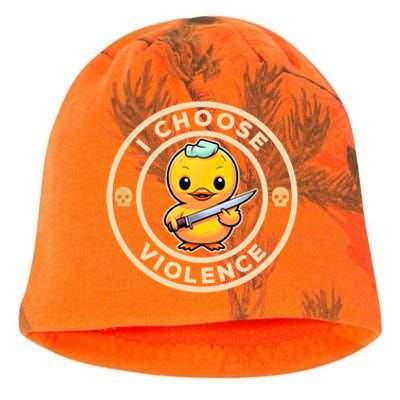 I Choose Violence Funny Cute Duck Holding Knife Kati - Camo Knit Beanie