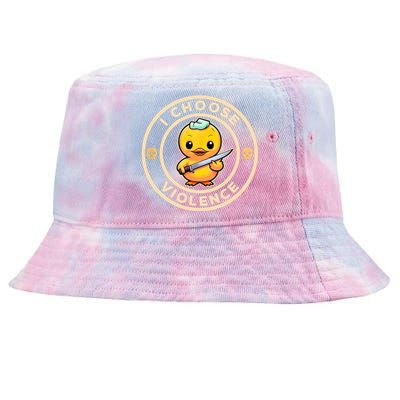 I Choose Violence Funny Cute Duck Holding Knife Tie-Dyed Bucket Hat