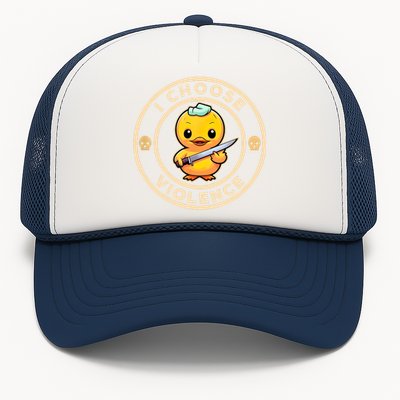 I Choose Violence Funny Cute Duck Holding Knife Trucker Hat