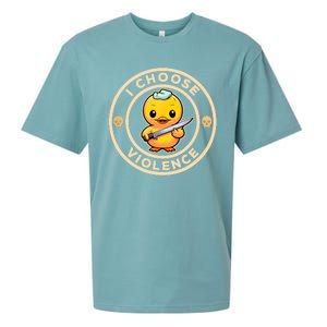 I Choose Violence Funny Cute Duck Holding Knife Sueded Cloud Jersey T-Shirt