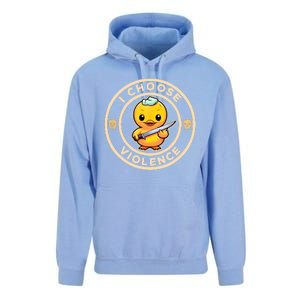 I Choose Violence Funny Cute Duck Holding Knife Unisex Surf Hoodie