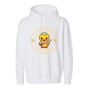 I Choose Violence Funny Cute Duck Holding Knife Garment-Dyed Fleece Hoodie