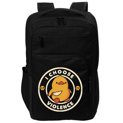 I Choose Violence Funny Duck By Tobe Fonseca Impact Tech Backpack