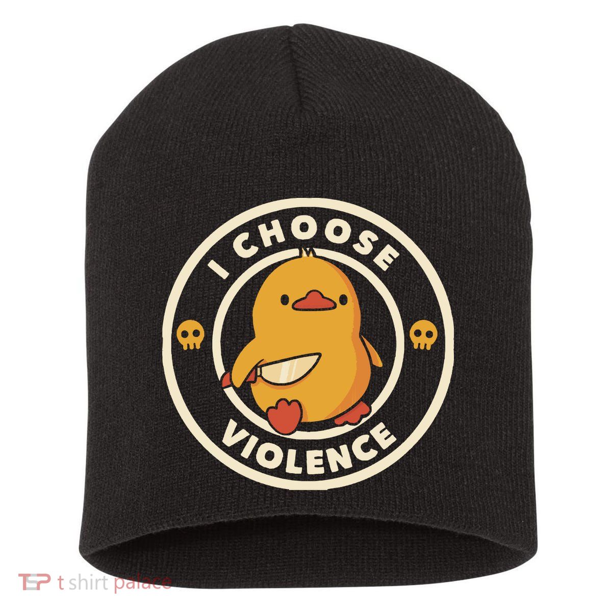 I Choose Violence Funny Duck By Tobe Fonseca Short Acrylic Beanie