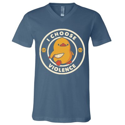 I Choose Violence Funny Duck By Tobe Fonseca V-Neck T-Shirt