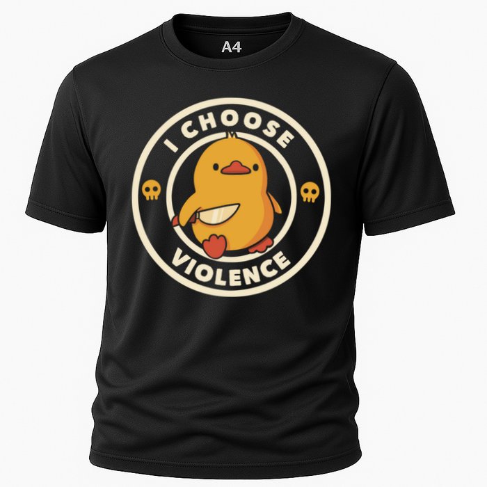 I Choose Violence Funny Duck Cooling Performance Crew T-Shirt