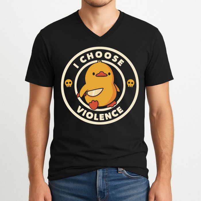 I Choose Violence Funny Duck V-Neck T-Shirt