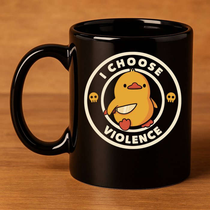 I Choose Violence Funny Duck 11oz C Handle Ceramic Mug