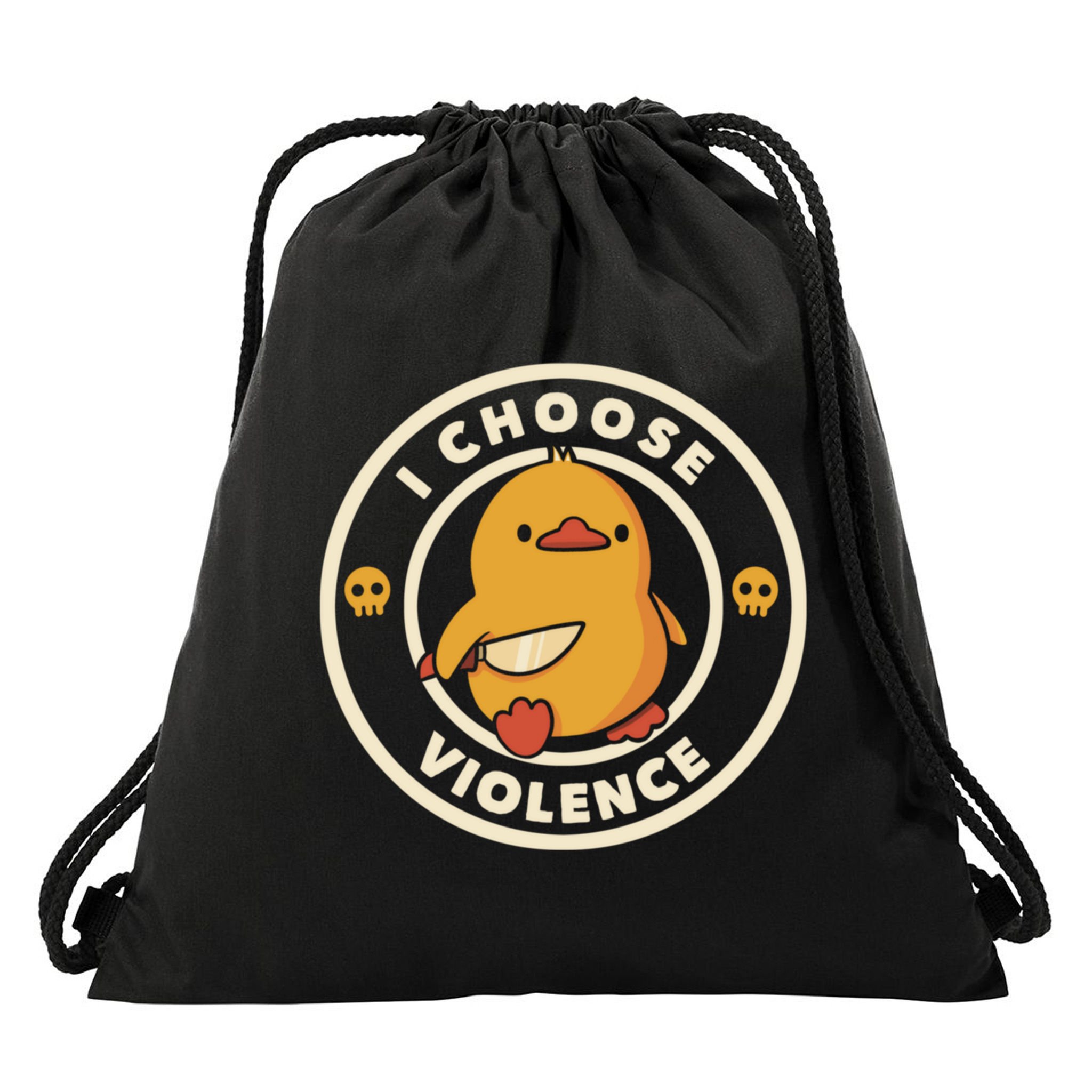 I Choose Violence Funny Duck Drawstring Bag