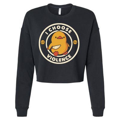 I Choose Violence Funny Duck Cropped Pullover Crew