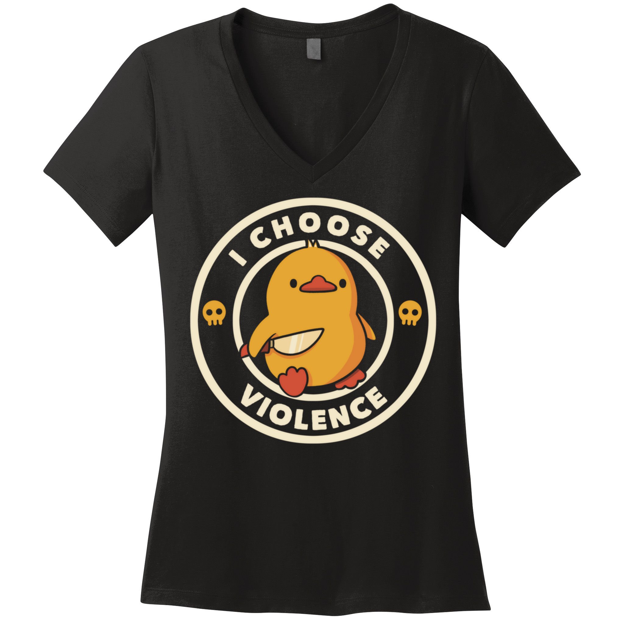 I Choose Violence Funny Duck Women's V-Neck T-Shirt