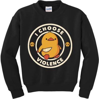 I Choose Violence Funny Duck Kids Sweatshirt