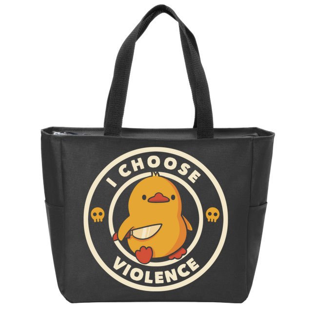 I Choose Violence Funny Duck Zip Tote Bag
